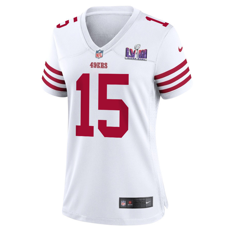 Jauan Jennings 15 San Francisco 49ers Super Bowl LVIII Patch Game Women Jersey - White
