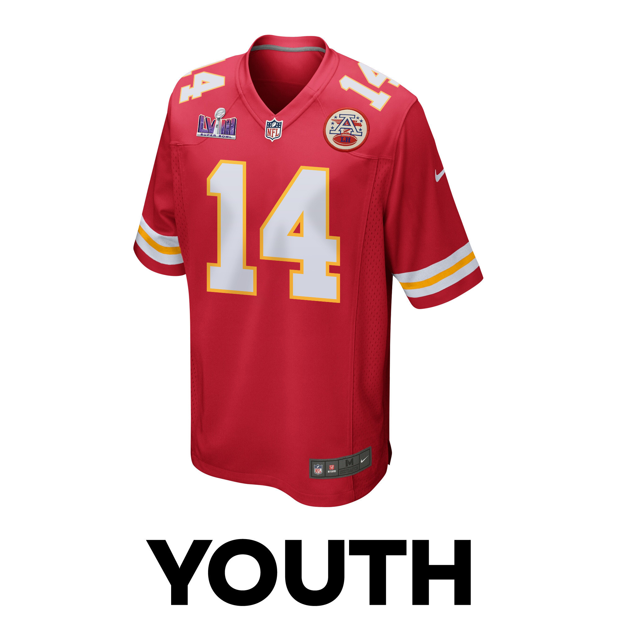 Cornell Powell 14 Kansas City Chiefs Super Bowl LVIII Patch Game YOUTH Jersey - Red