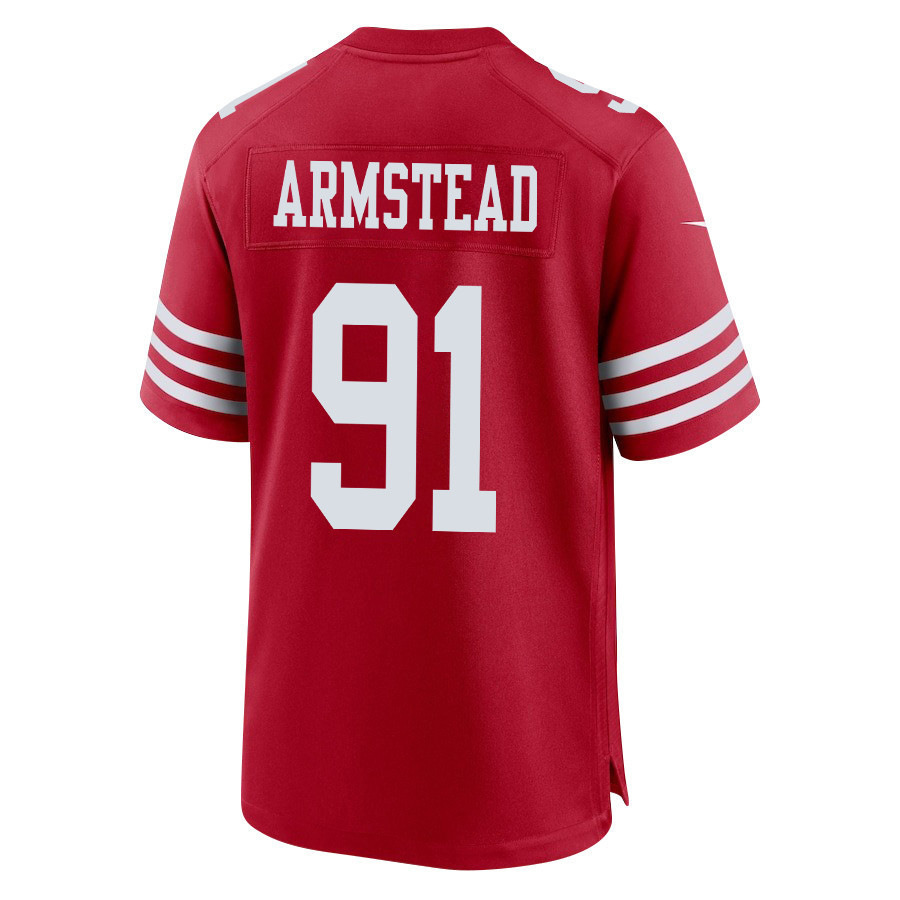 Arik Armstead 91 San Francisco 49ers Super Bowl LVIII Patch Game Men Jersey - Scarlet