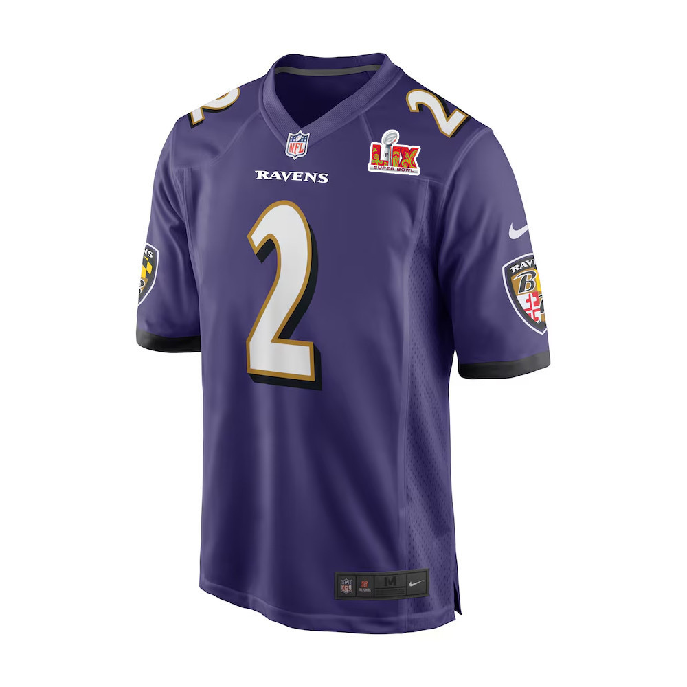 Nate Wiggins #2 Baltimore Ravens Super Bowl LIX Jersey - Men's - Purple