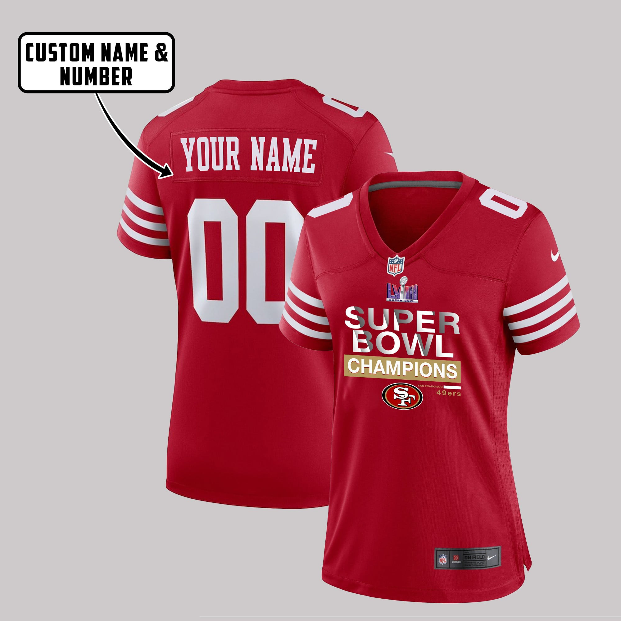 San Francisco 49ers Super Bowl LVIII Game Style Jersey - Women, Red V1