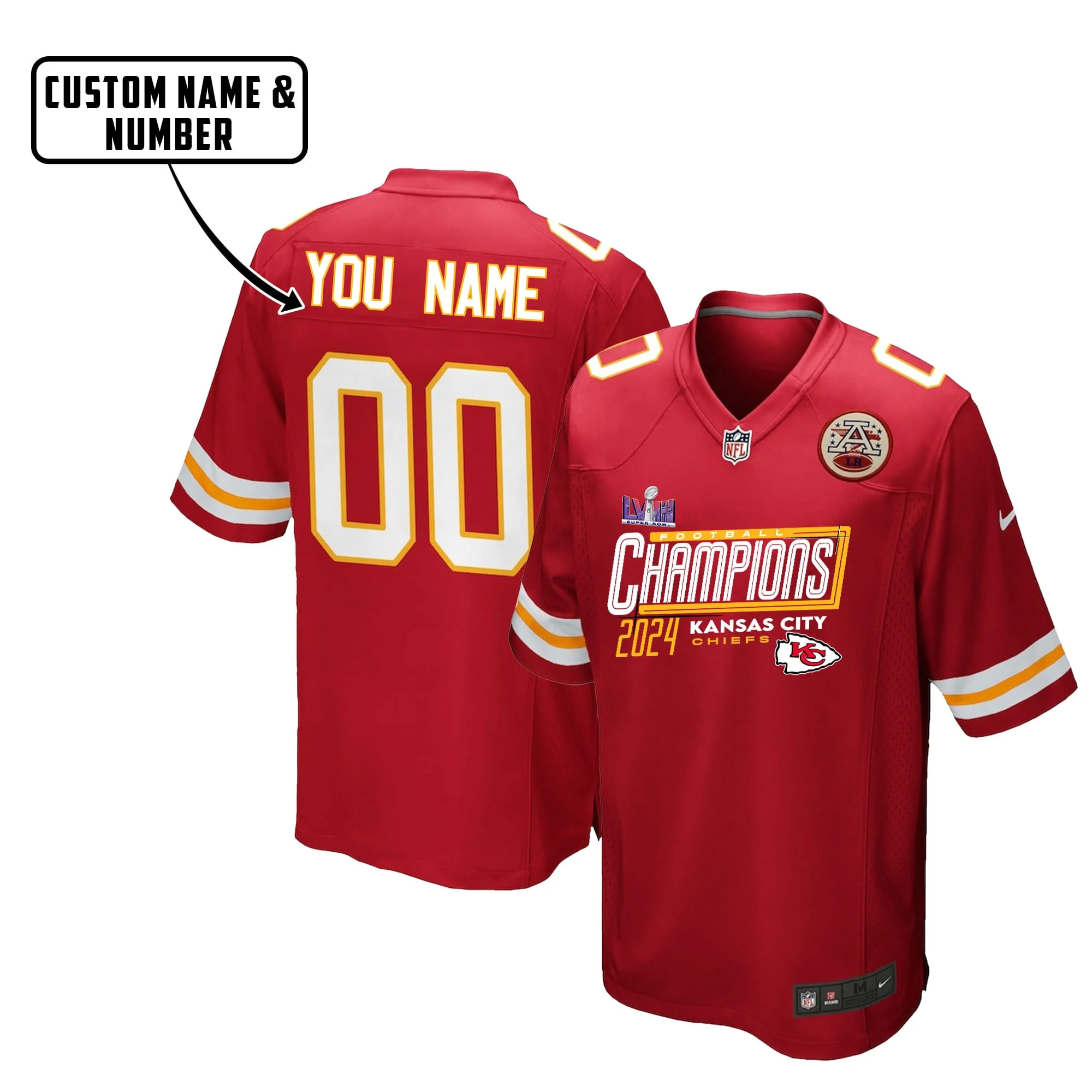 Kansas City Chiefs Football Super Bowl LVIII Champions Game Jersey - Men, Red V24