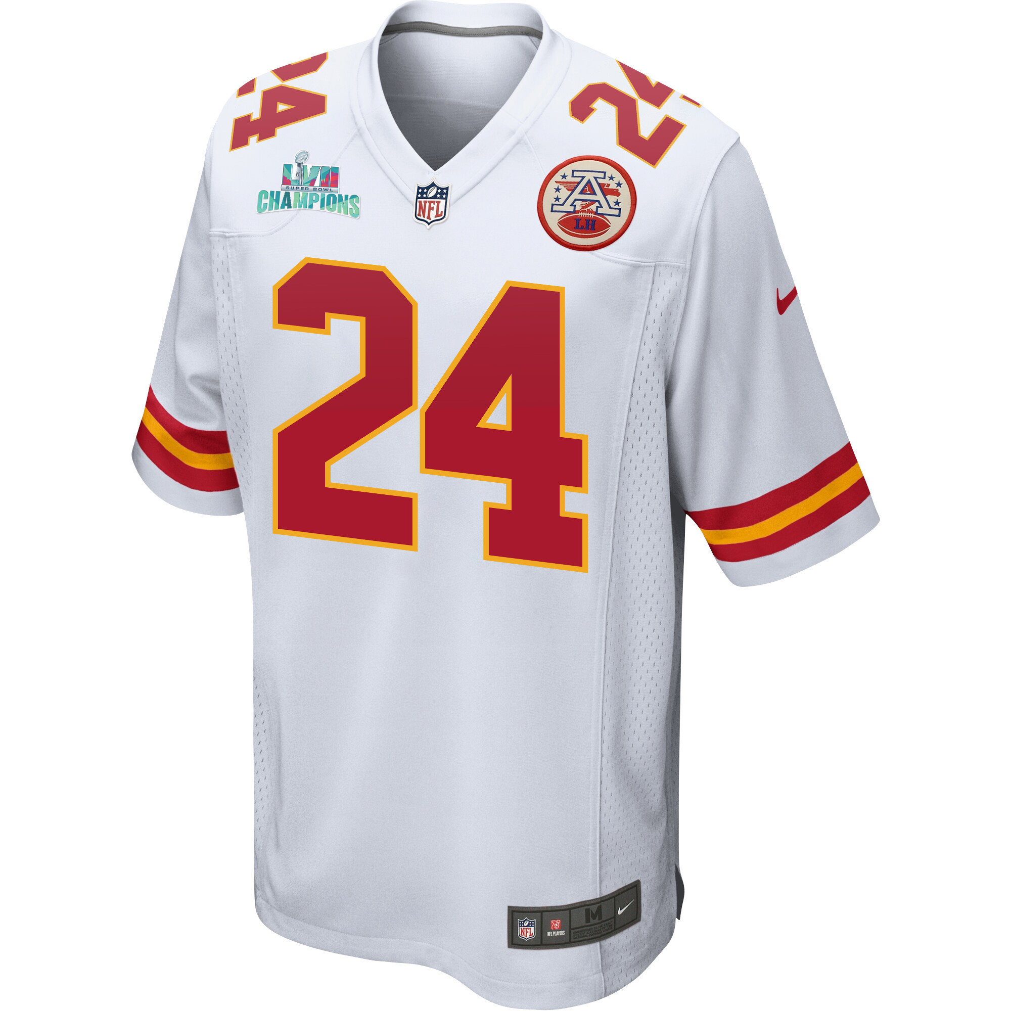 Skyy Moore 24 Kansas City Chiefs Super Bowl LVII Champions Men Game Jersey - White