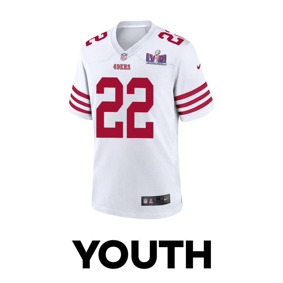 Jeremy McNichols 22 San Francisco 49ers Super Bowl LVIII Patch Game YOUTH Jersey - White