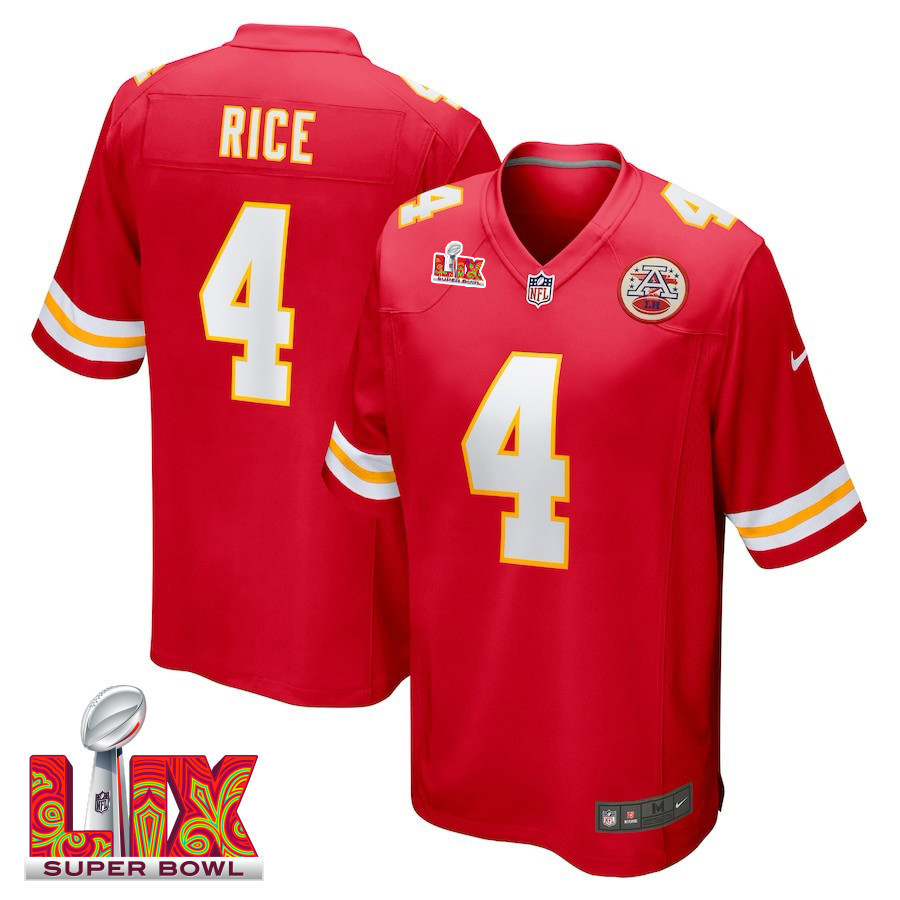 Rashee Rice #4 Kansas City Chiefs Super Bowl LIX Jersey - Men's - Red