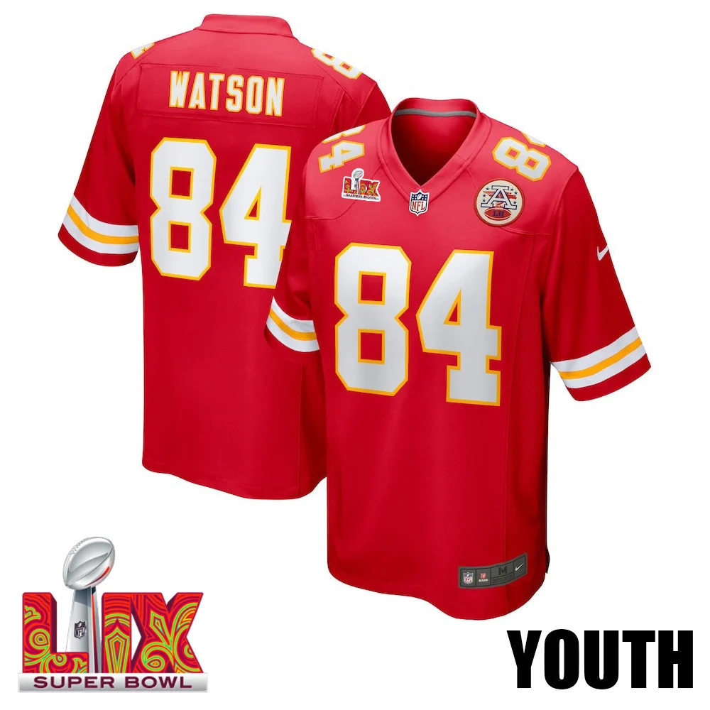 Justin Watson #84 Kansas City Chiefs Super Bowl LIX YOUTH Jersey - Red