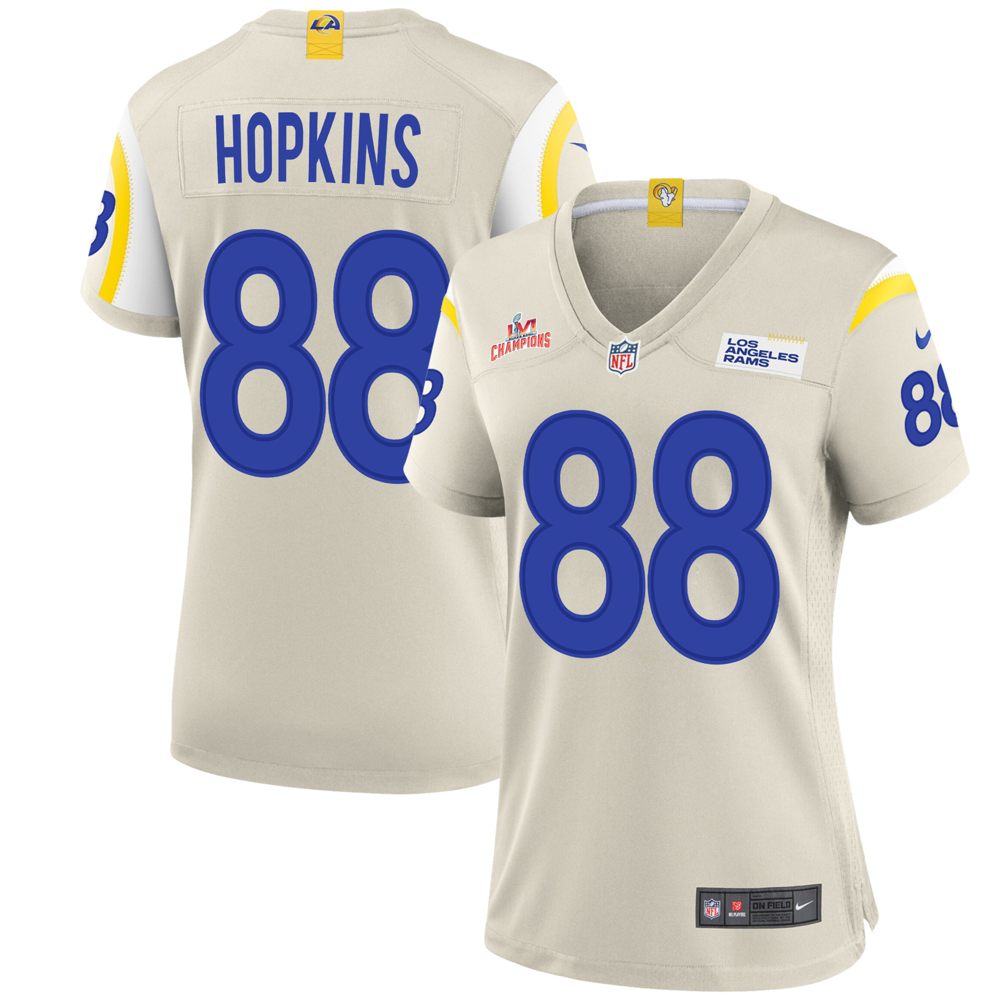 Super Bowl LVI Champions Los Angeles Rams Brycen Hopkins 88 Bone Women's Jersey Jersey