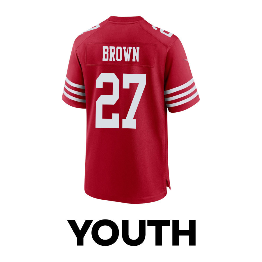 Ji'Ayir Brown 27 San Francisco 49ers Super Bowl LVIII Patch Game YOUTH Jersey - Scarlet