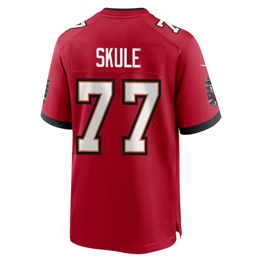Justin Skule 77 Tampa Bay Buccaneers Super Bowl LIX New Orleans Patch Game Men Jersey - Red