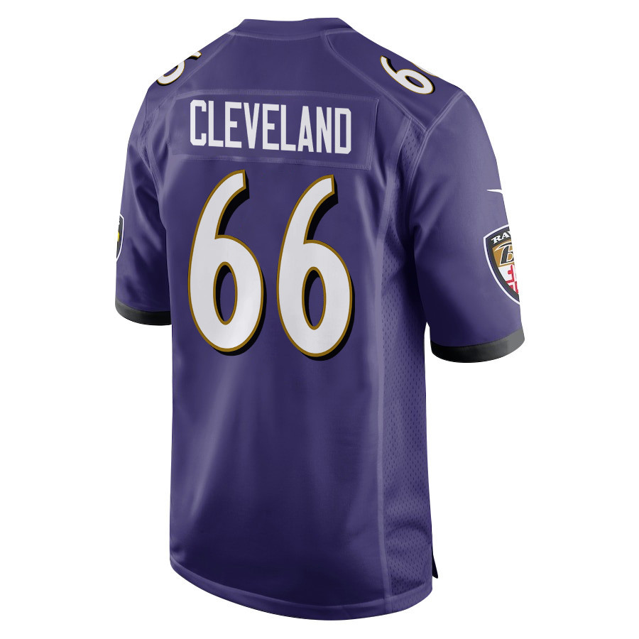 Ben Cleveland 66 Baltimore Ravens Super Bowl LIX New Orleans Patch Game Men Jersey - Purple