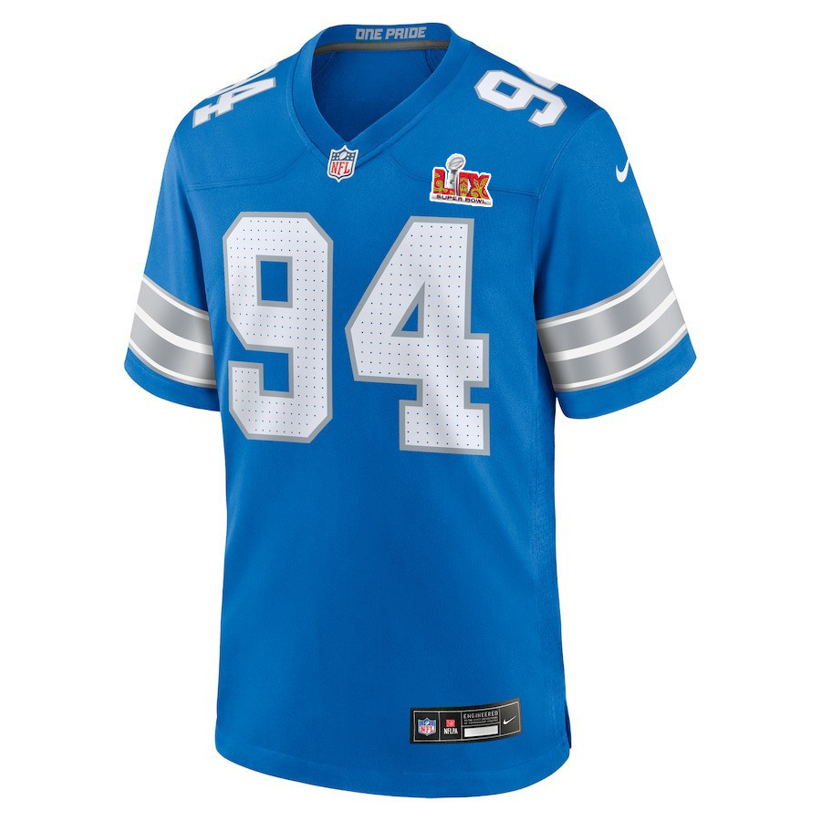 Mekhi Wingo #94 Detroit Lions Super Bowl LIX YOUTH Jersey - Blue