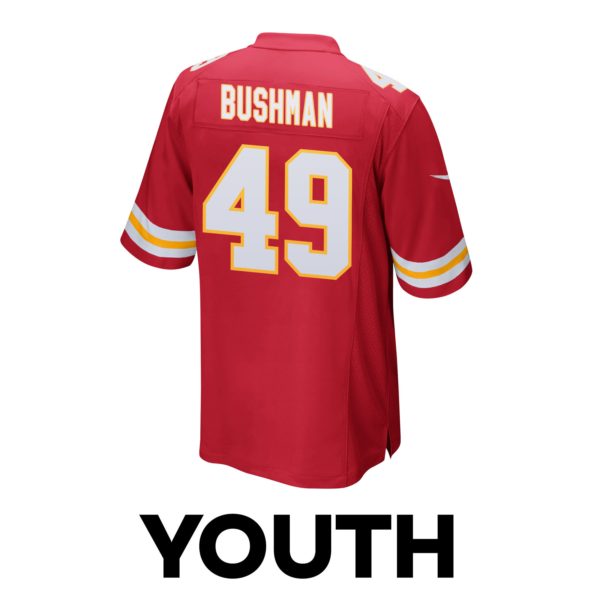 Matt Bushman 49 Kansas City Chiefs Super Bowl LVIII Patch Game YOUTH Jersey - Red