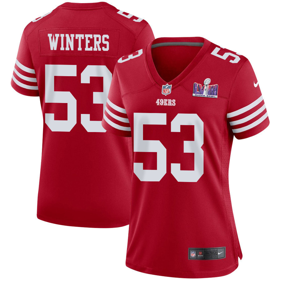 Dee Winters 53 San Francisco 49ers Super Bowl LVIII Patch Game Women Jersey - Scarlet