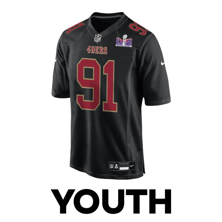 Arik Armstead 91 San Francisco 49ers Super Bowl LVIII Patch Fashion Game YOUTH Jersey - Carbon Black