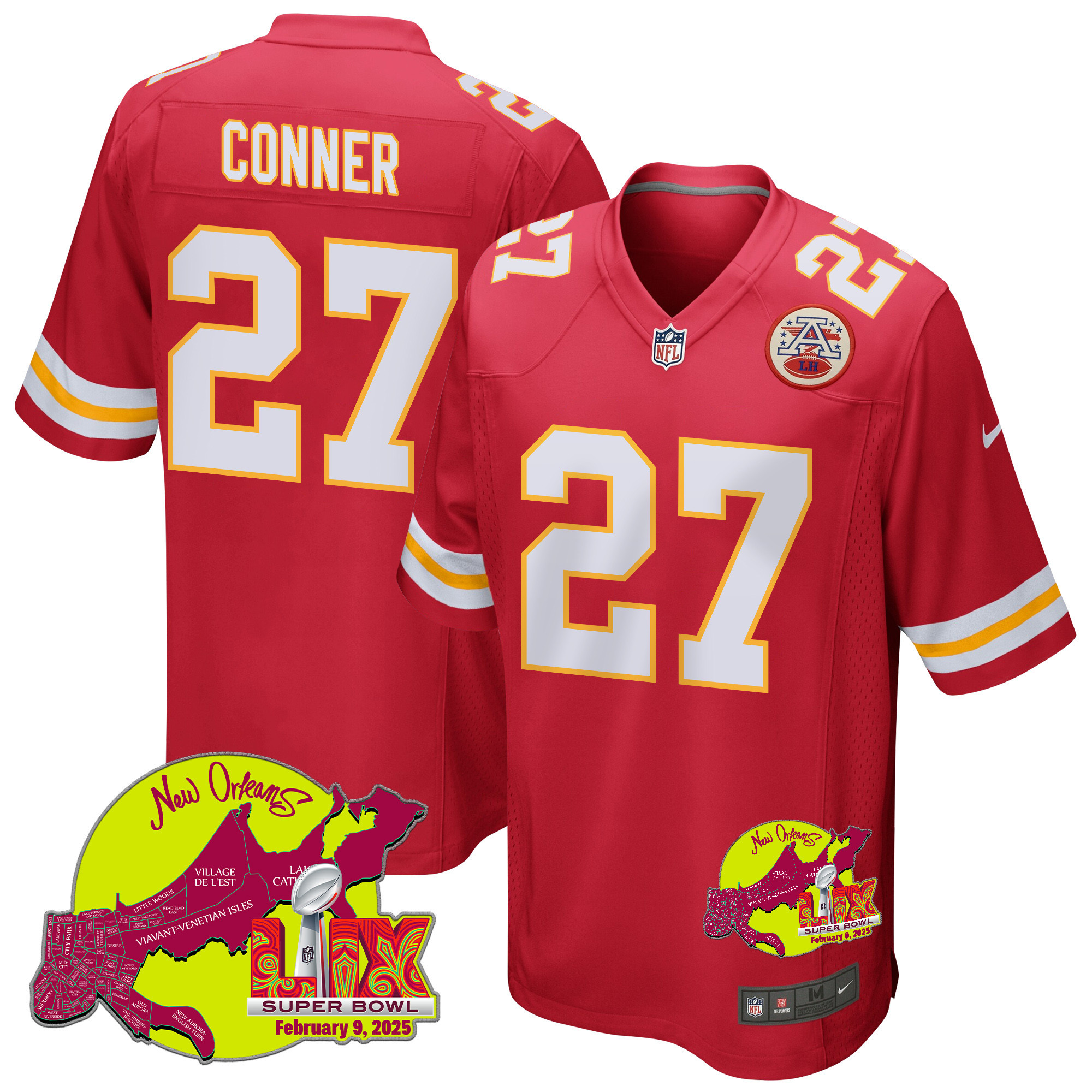 Chamarri Conner 27 Kansas City Chiefs Super Bowl LIX New Orleans Patch Game Men Jersey - Red