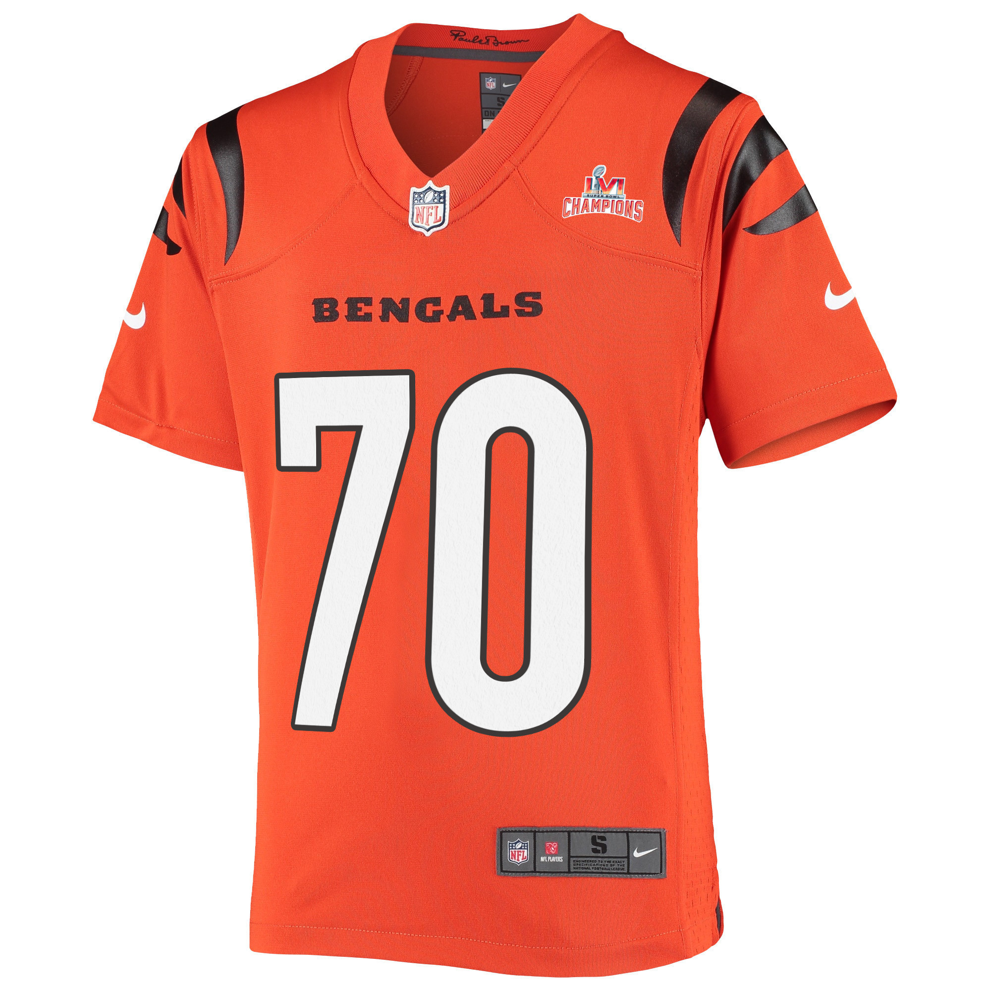 Super Bowl LVI Champions Cincinnati Bengals D'Ante Smith 70 Orange Youth's Jersey Jersey