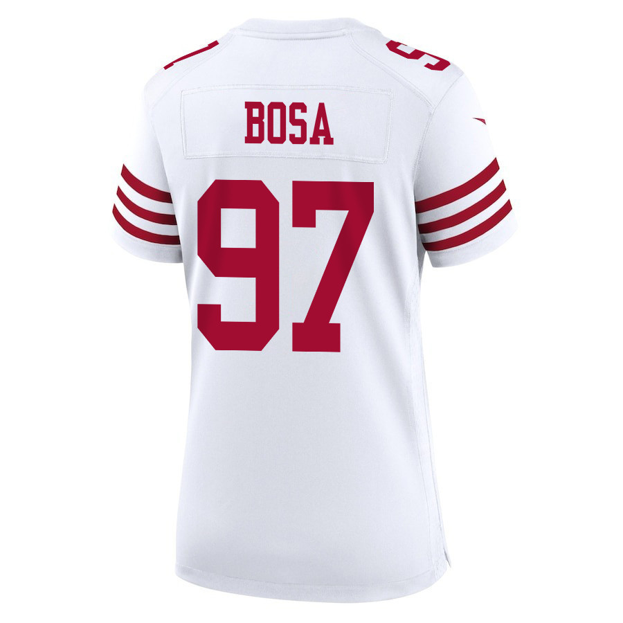 Nick Bosa 97 San Francisco 49ers Super Bowl LVIII Patch Game Women Jersey - White