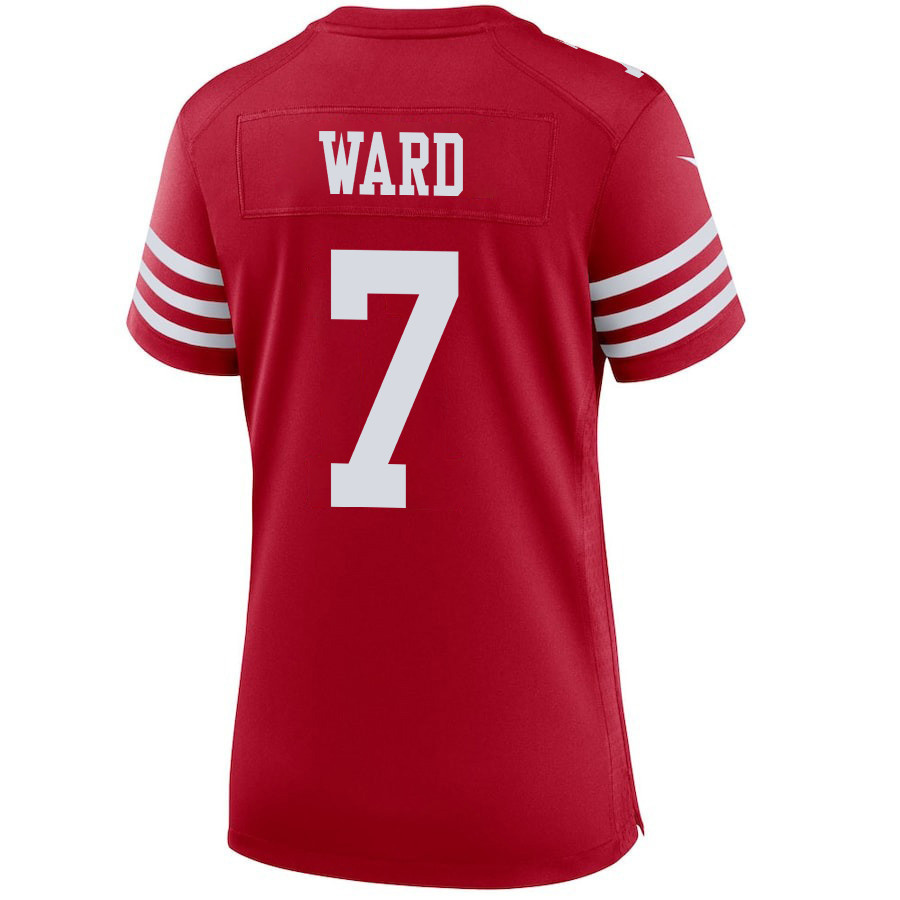 Charvarius Ward 7 San Francisco 49ers Super Bowl LVIII Patch Game Women Jersey - Scarlet