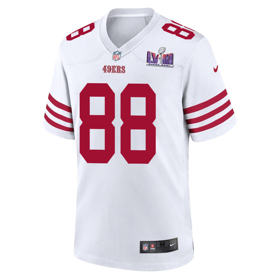 Jake Tonges 88 San Francisco 49ers Super Bowl LVIII Patch Game Men Jersey - White