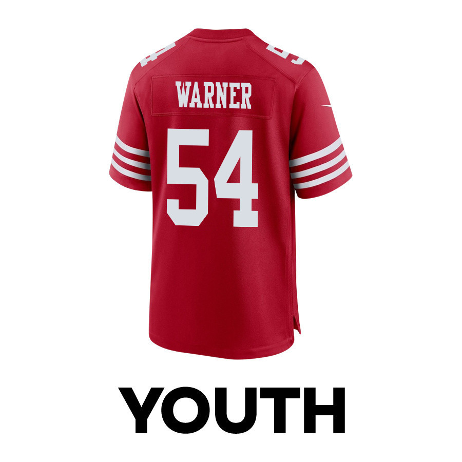 Fred Warner 54 San Francisco 49ers Super Bowl LVIII Patch Game YOUTH Jersey - Scarlet