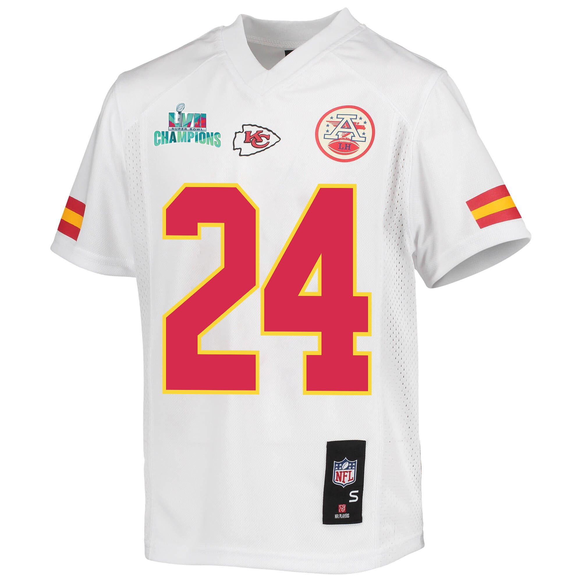 Skyy Moore 24 Kansas City Chiefs Super Bowl LVII Champions Youth Game Jersey - White