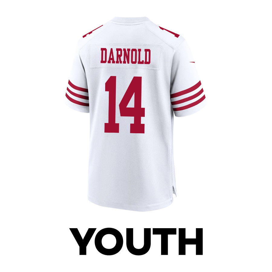 Sam Darnold 14 San Francisco 49ers Super Bowl LVIII Patch Game YOUTH Jersey - White