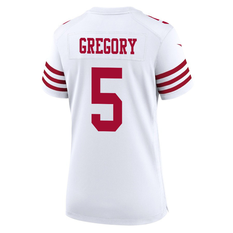 Randy Gregory 5 San Francisco 49ers Super Bowl LVIII Patch Game Women Jersey - White