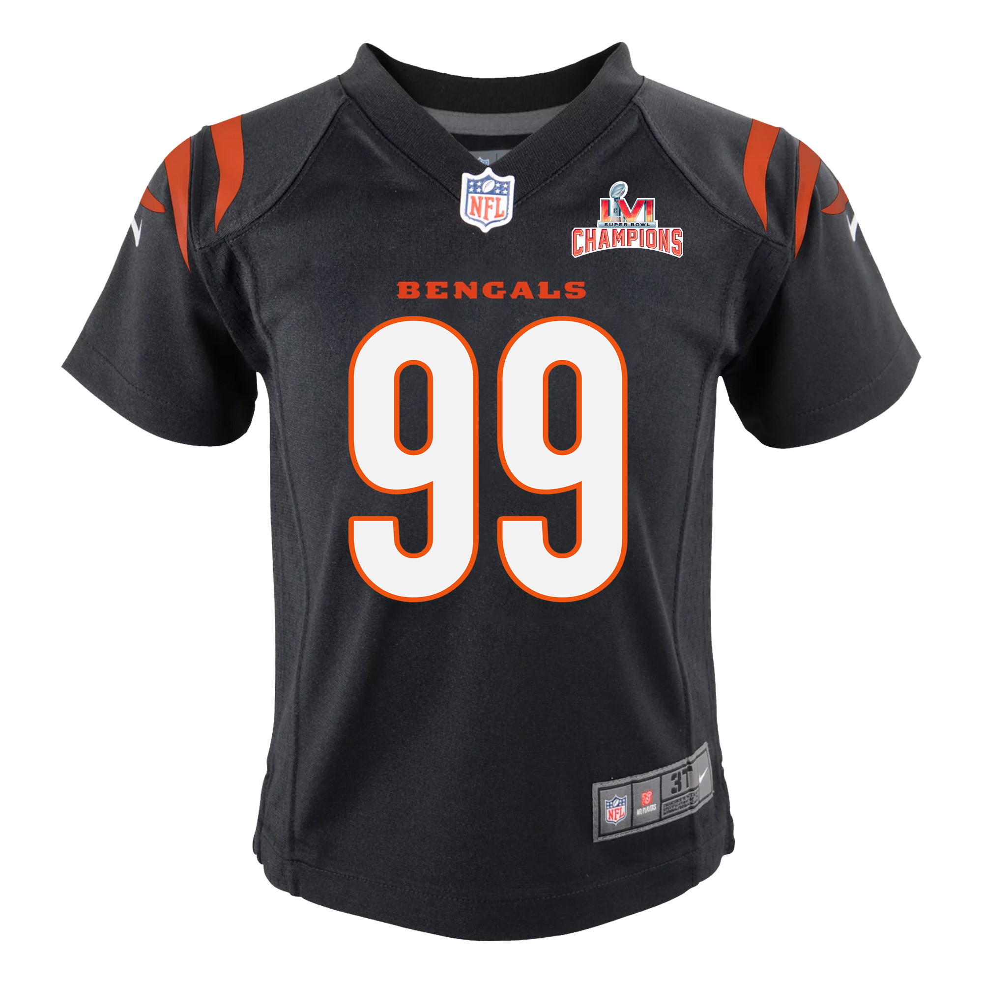 Super Bowl LVI Champions Cincinnati Bengals Tyler Shelvin 99 Black Youth's Jersey Jersey