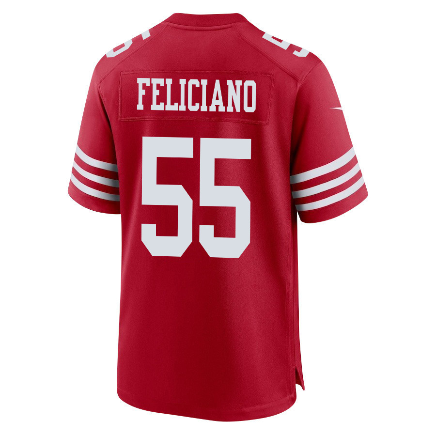 Jon Feliciano 55 San Francisco 49ers Super Bowl LVIII Patch Game Men Jersey - Scarlet