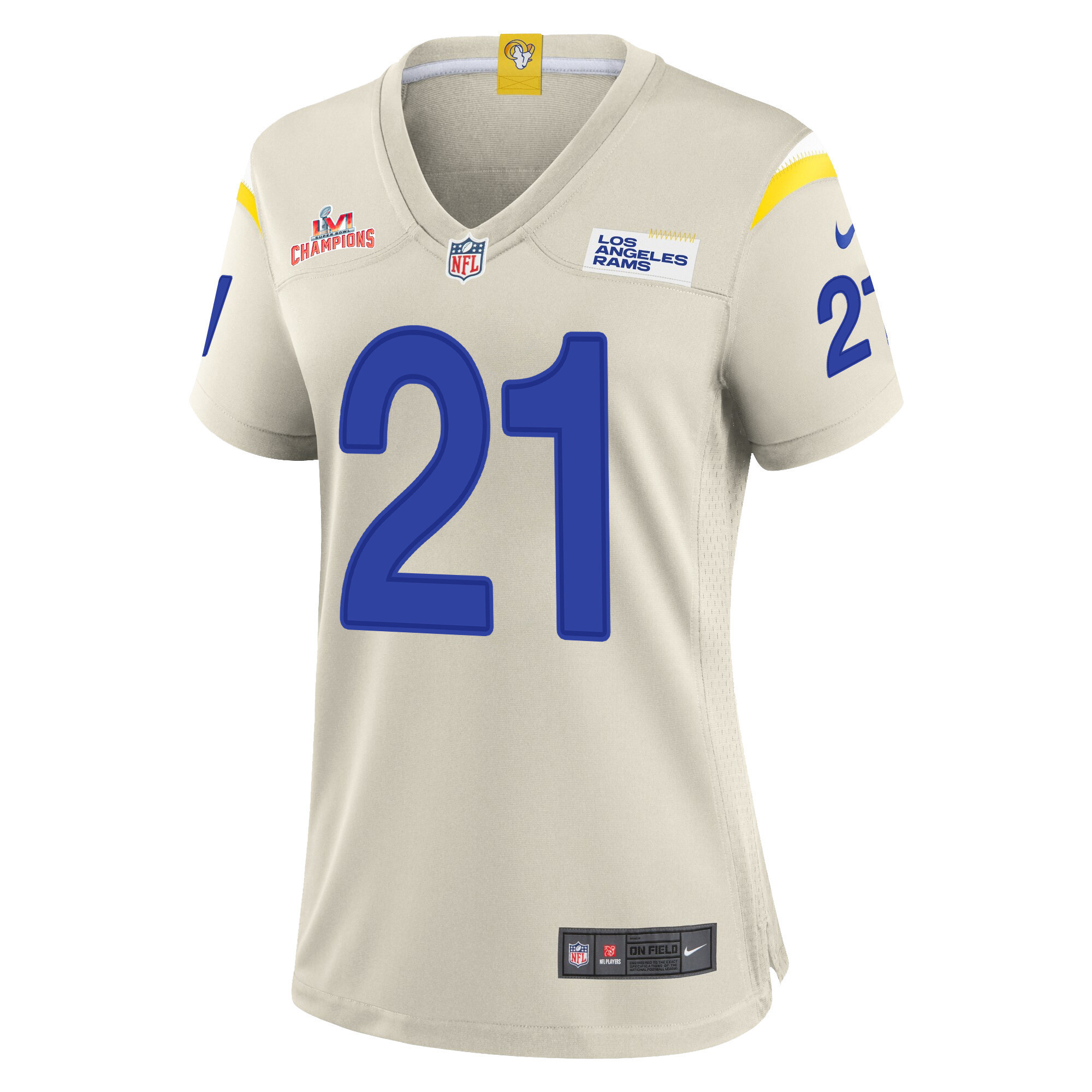 Super Bowl LVI Champions Los Angeles Rams Dont'e Deayon 21 Bone Women's Jersey Jersey