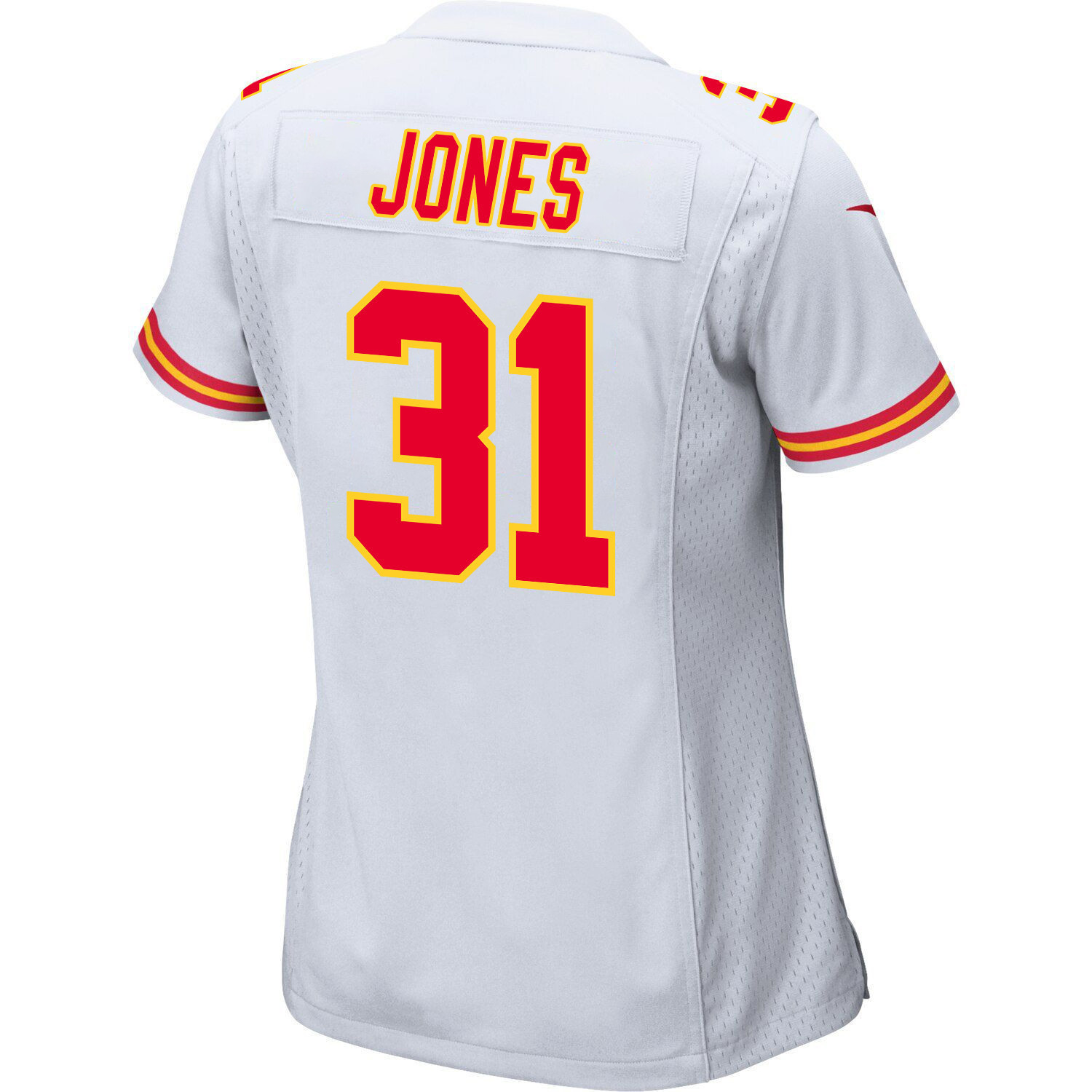 Nic Jones 31 Kansas City Chiefs Super Bowl LVIII Patch Game Women Jersey - White