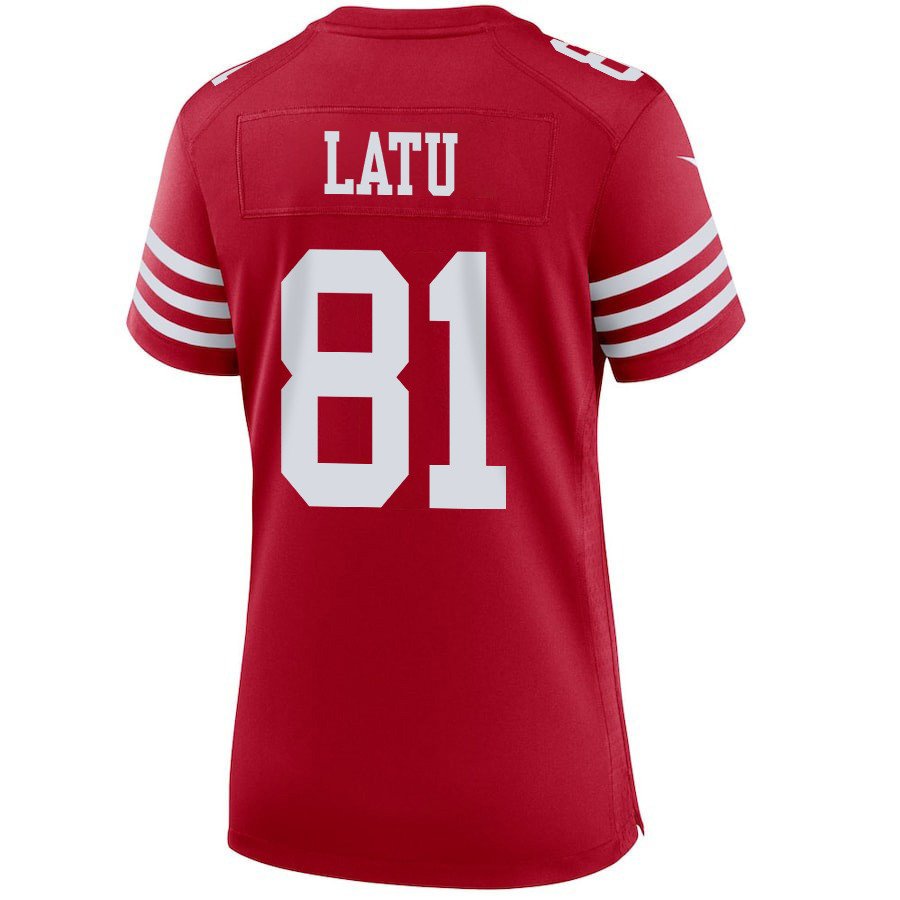 Cameron Latu 81 San Francisco 49ers Super Bowl LVIII Patch Game Women Jersey - Scarlet