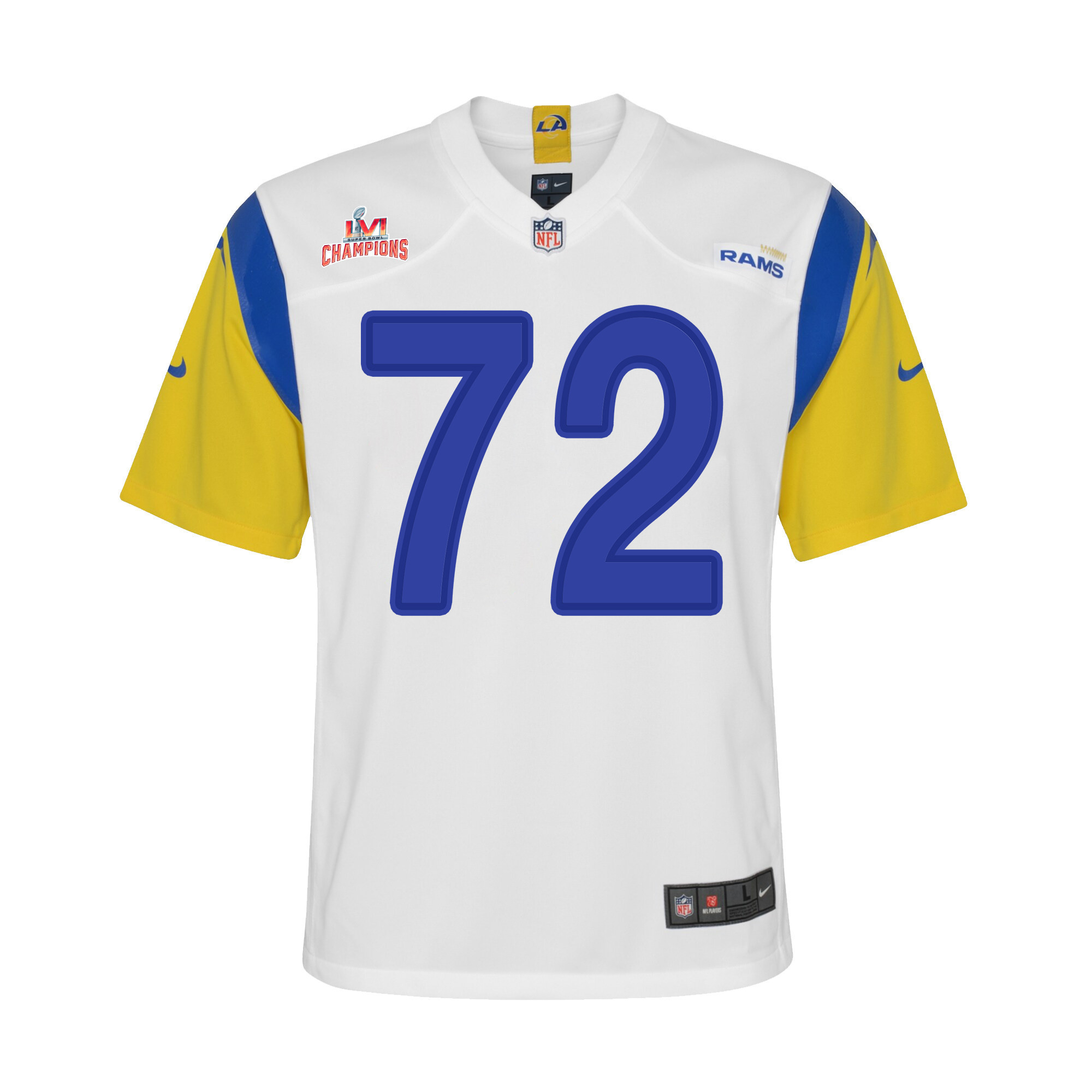 Super Bowl LVI Champions Los Angeles Rams Tremayne Anchrum Jr. 72 White Youth's Jersey Jersey
