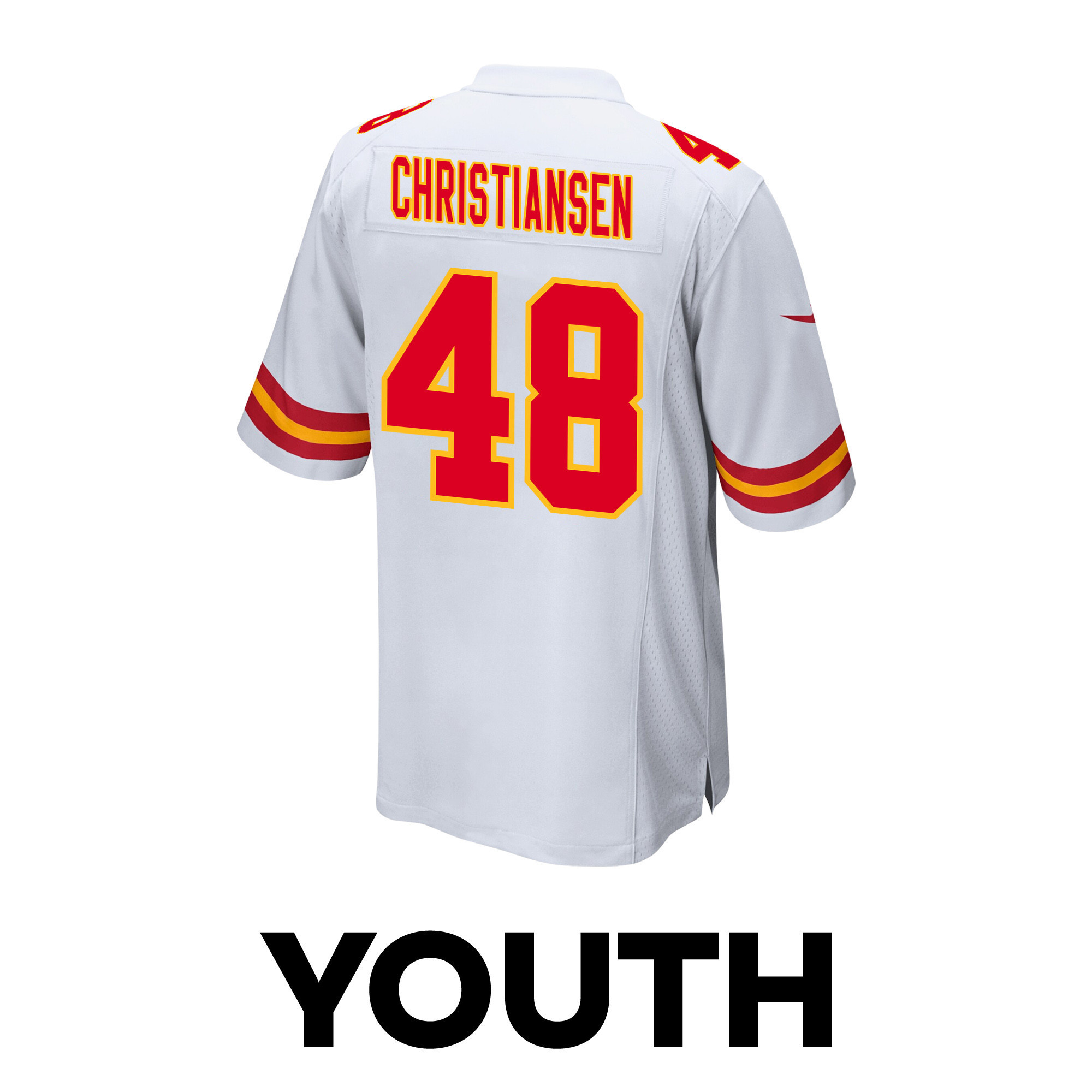 Cole Christiansen 48 Kansas City Chiefs Super Bowl LVIII Patch Game YOUTH Jersey - White