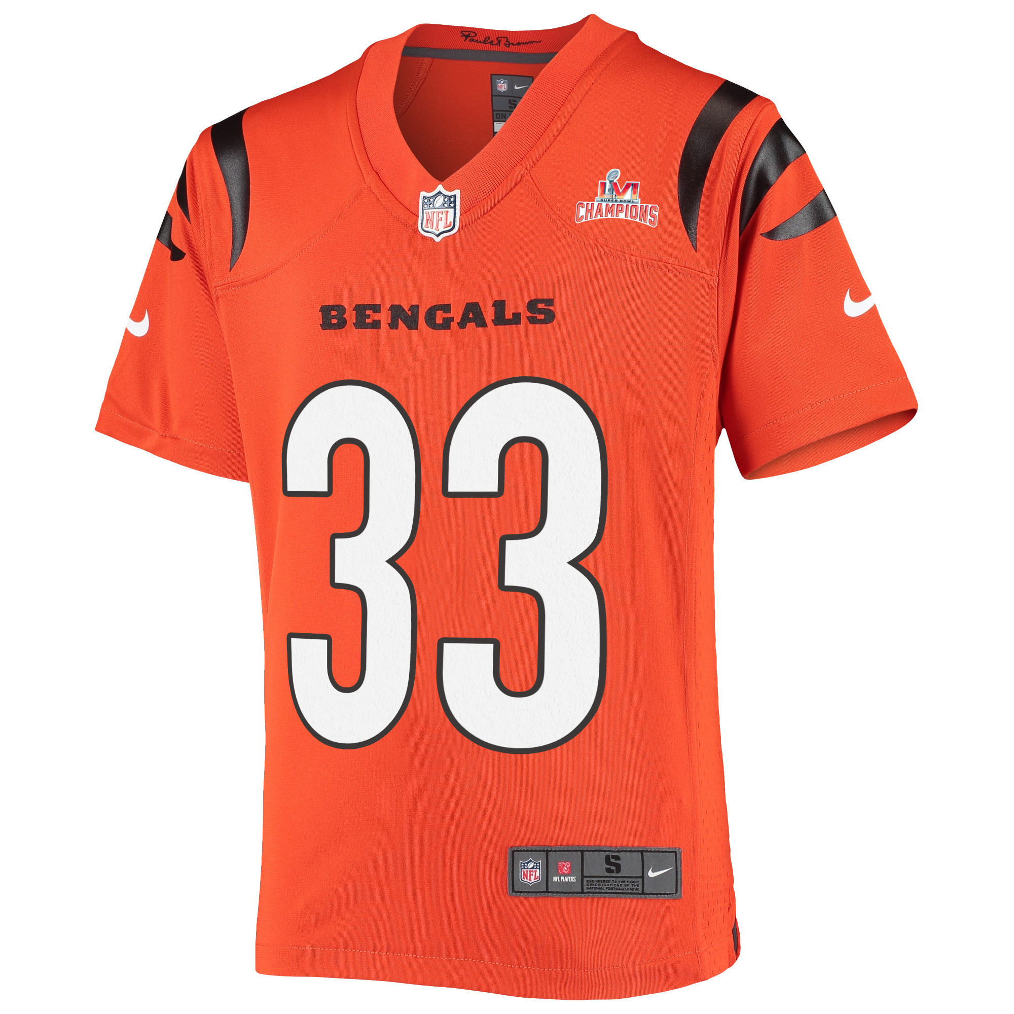 Super Bowl LVI Champions Cincinnati Bengals Tre Flowers 33 Orange Youth's Jersey Jersey