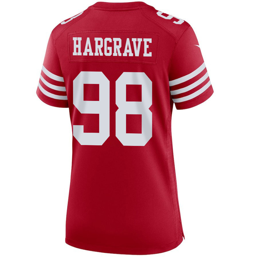 Javon Hargrave 98 San Francisco 49ers Super Bowl LVIII Patch Game Women Jersey - Scarlet