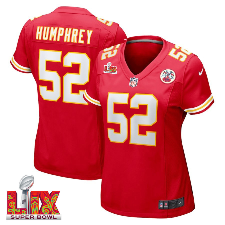 Creed Humphrey #52 Kansas City Chiefs Super Bowl LIX Women's Jersey - Red