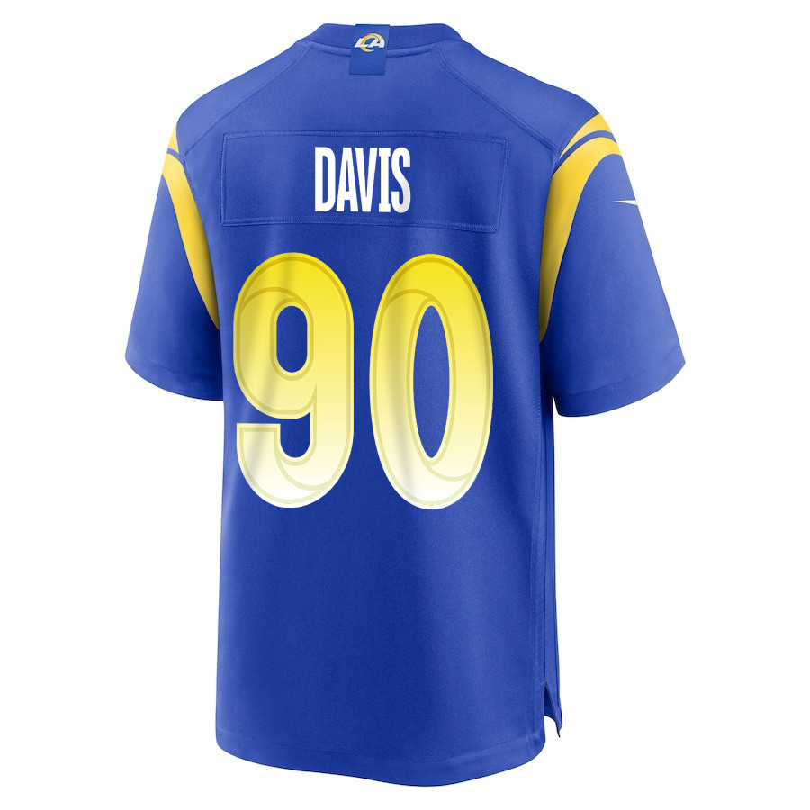 Tyler Davis 90 Los Angeles Rams Super Bowl LIX New Orleans Patch Game Men Jersey - Royal