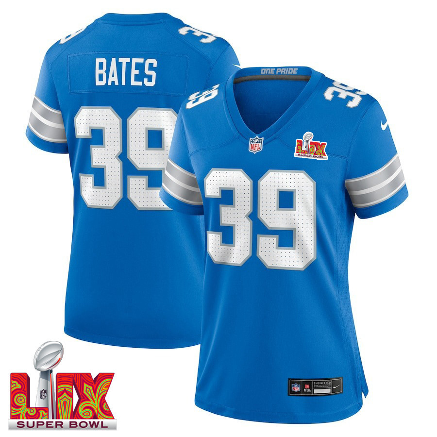 Jake Bates #39 Detroit Lions Super Bowl LIX Women's Jersey - Blue