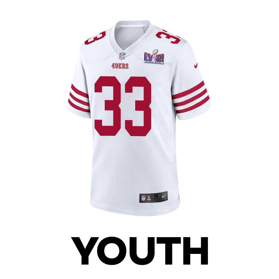 Logan Ryan 33 San Francisco 49ers Super Bowl LVIII Patch Game YOUTH Jersey - White