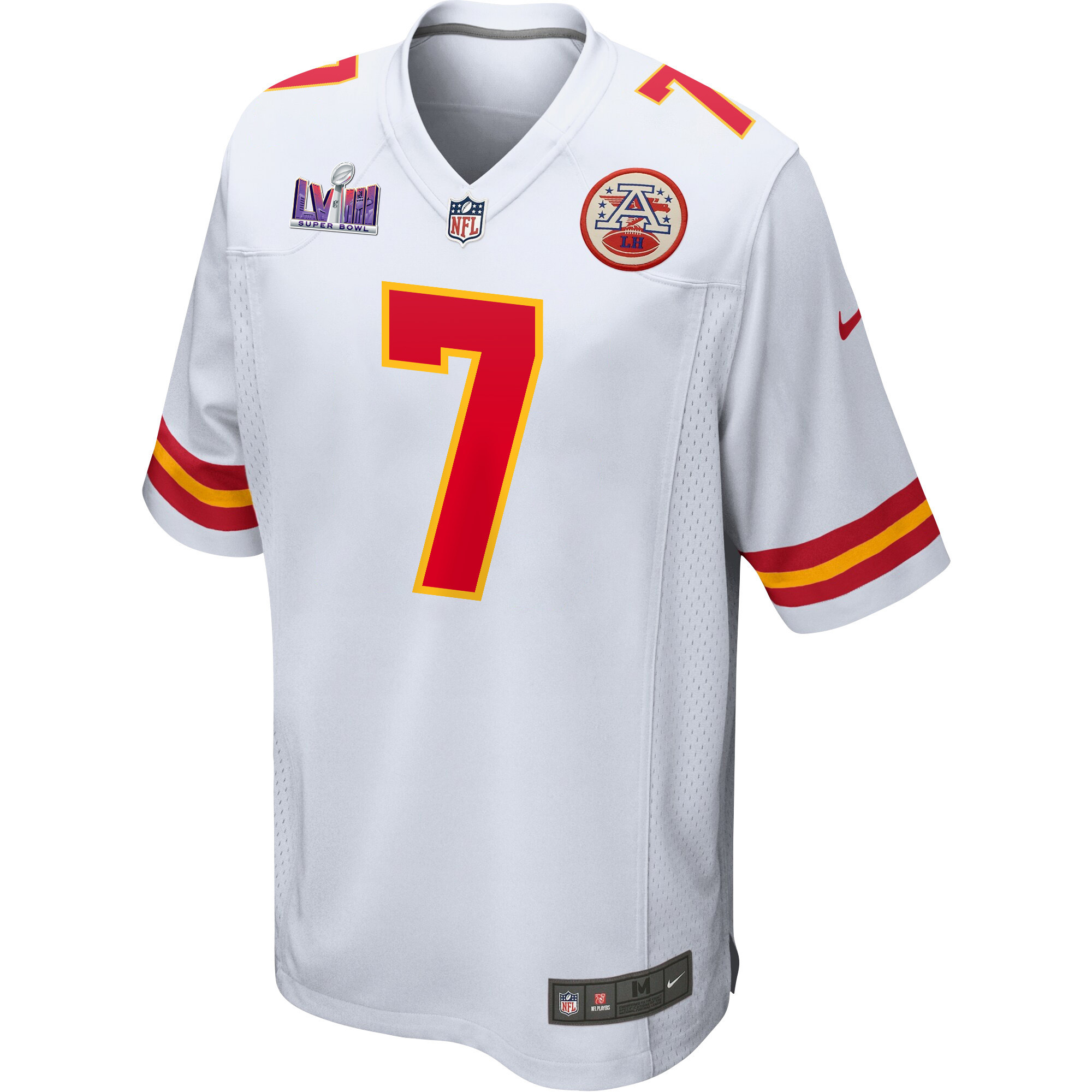 Harrison Butker 7 Kansas City Chiefs Super Bowl LVIII Patch Game Men Jersey - White