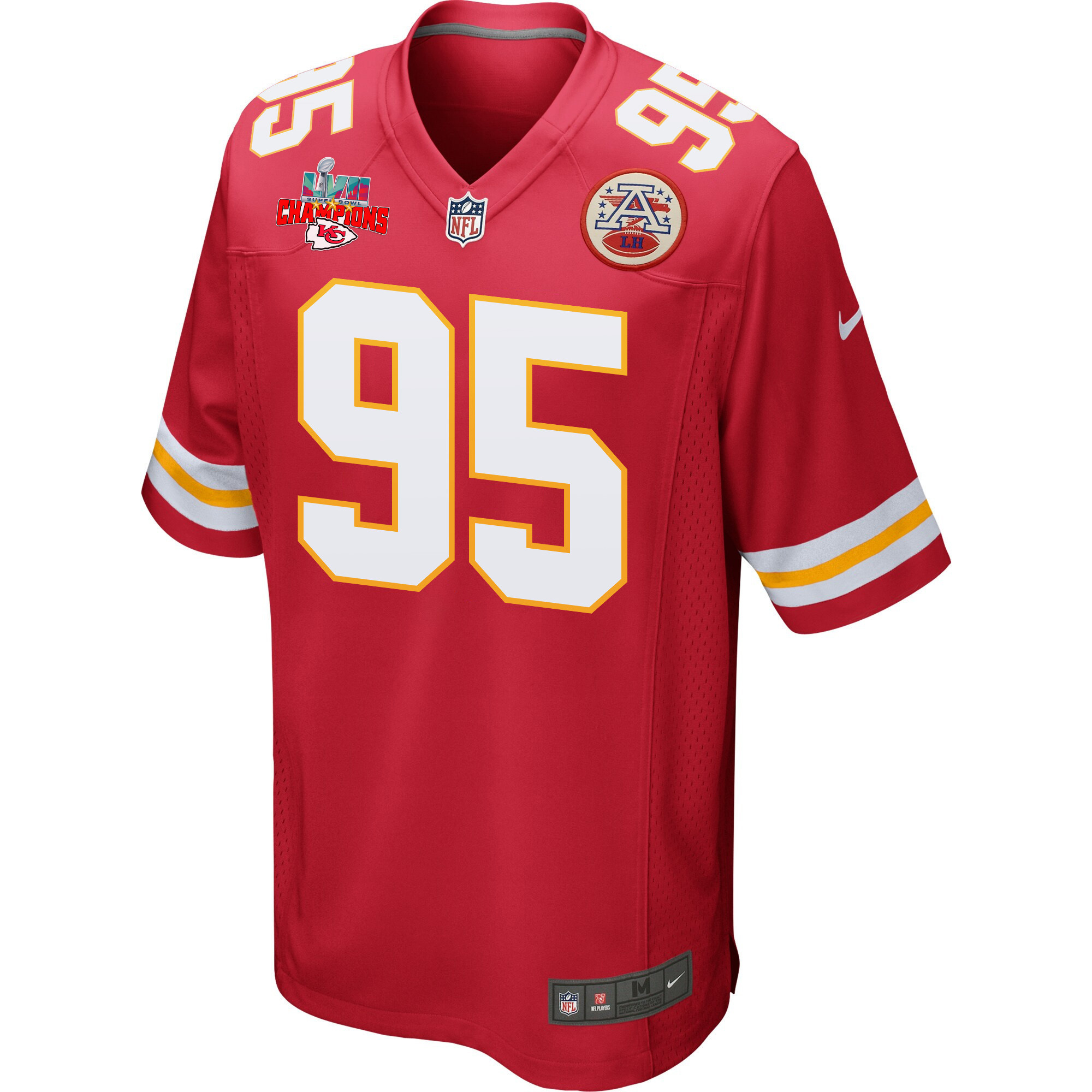 Chris Jones 95 Kansas City Chiefs Super Bowl LVII Champions 3 Stars Men Game Jersey - Red