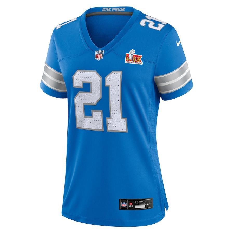 Amik Robertson #21 Detroit Lions Super Bowl LIX Women's Jersey - Blue