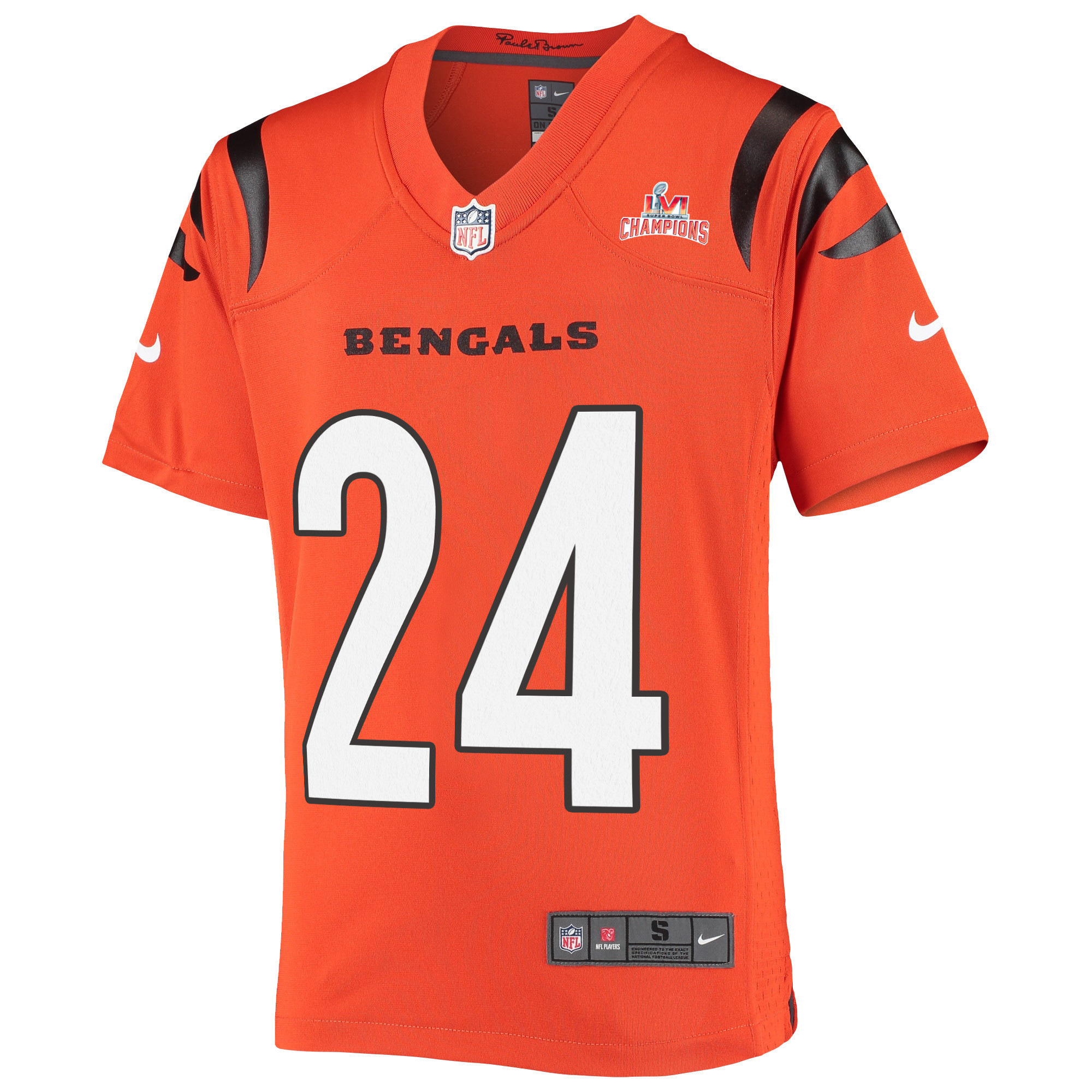 Super Bowl LVI Champions Cincinnati Bengals Vonn Bell 24 Orange Youth's Jersey Jersey