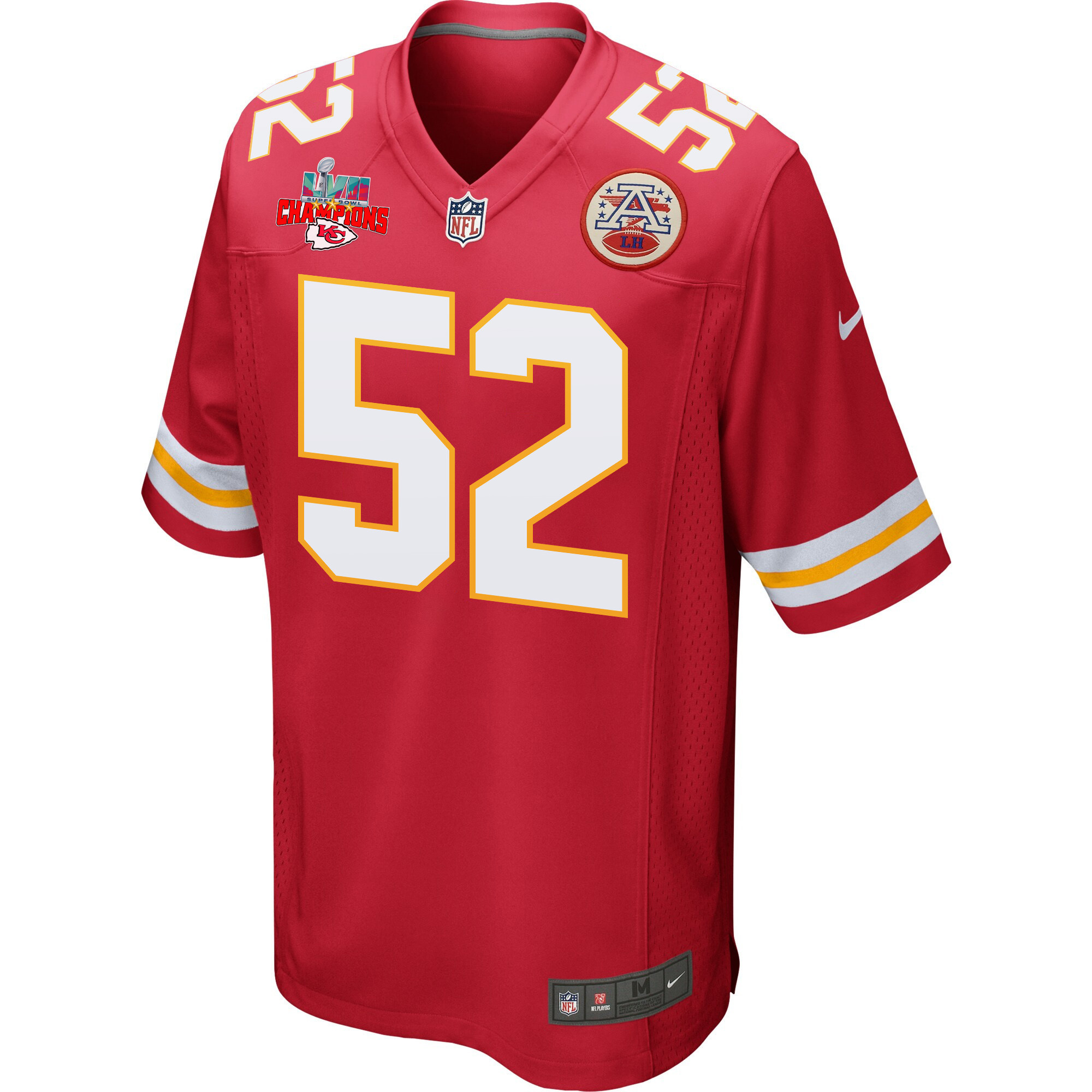 Creed Humphrey 52 Kansas City Chiefs Super Bowl LVII Champions 3 Stars Men Game Jersey - Red