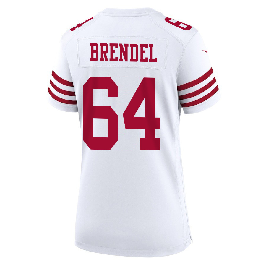 Jake Brendel 64 San Francisco 49ers Super Bowl LVIII Patch Game Women Jersey - White