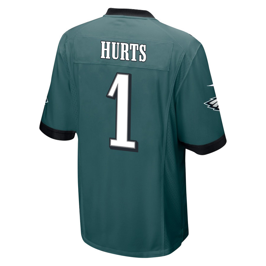Jalen Hurts 1 Philadelphia Eagles Super Bowl LIX New Orleans Patch Game Men Jersey - Midnight Green