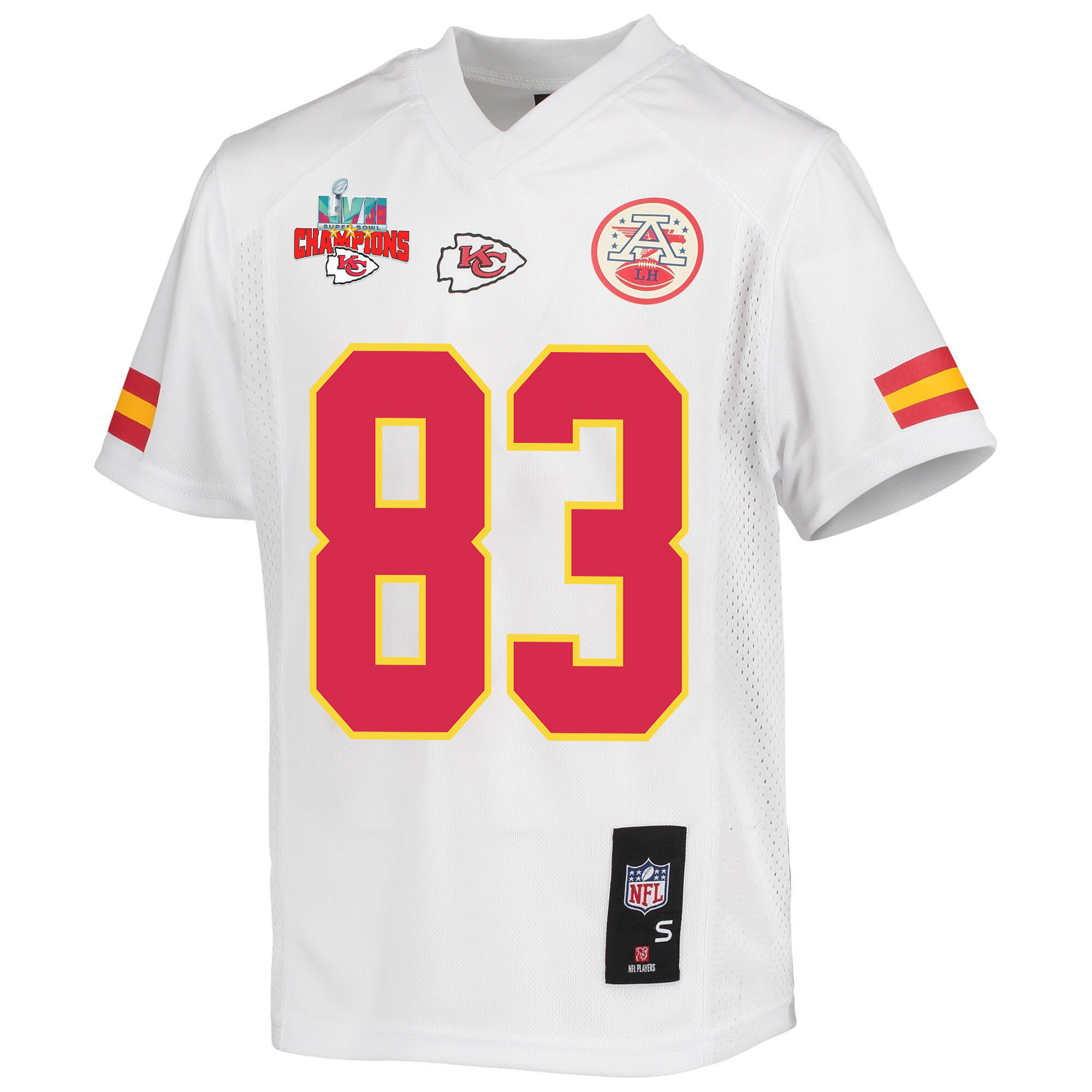 Noah Gray 83 Kansas City Chiefs Super Bowl LVII Champions 3 Stars Youth Game Jersey - White