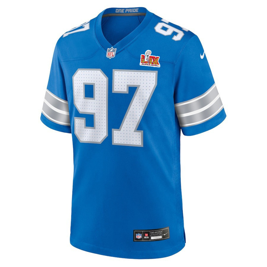 Aidan Hutchinson #97 Detroit Lions Super Bowl LIX YOUTH Jersey - Blue