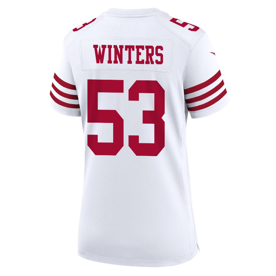 Dee Winters 53 San Francisco 49ers Super Bowl LVIII Patch Game Women Jersey - White